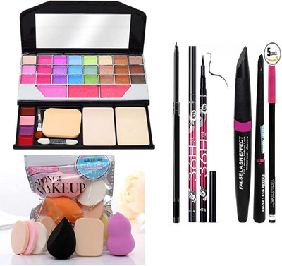 SHAGGY All in1 Professionla Makeup kit With 6 puff set & 3in1 Mascara Eyeliner combo(5 Items in the set)
