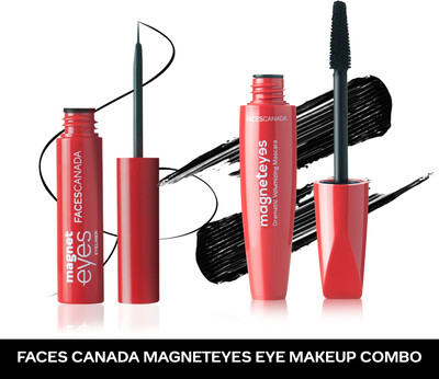 FACES CANADA Magneteyes Eye Makeup Combo - Black Eyeliner (3.5ml) and Dramatic Volumizing Black Mascara (9.5 ml)(2 Items in the set)