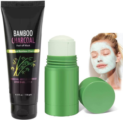 Latixmat Anti Blackhead Remover Charcoal Face Mask Cream & Green Tea Purifying Clay Stick Mask Oil Control Anti Acne(2 Items in the set)