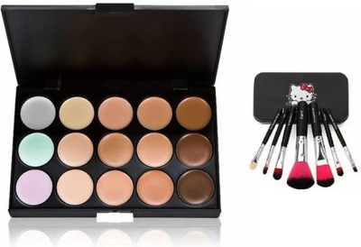 Dhanmann 15 Colors Contour Concealer Palette + Makeup Brush Set With Storage Box(2 Items in the set)