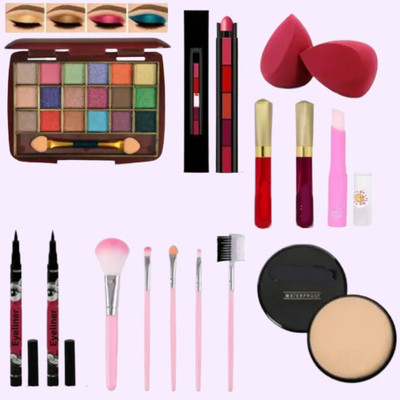lately eyeshadow with eyeliner compact sindur lip balm & puff(11 Items in the set)