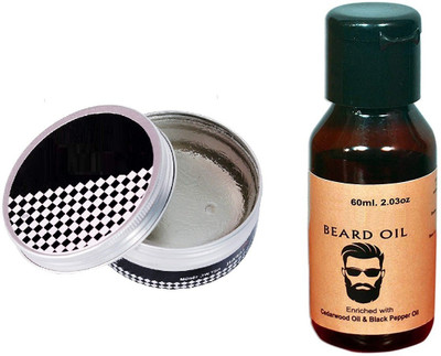 MYEONG Men hair and beard styling wax and oil(2 Items in the set)