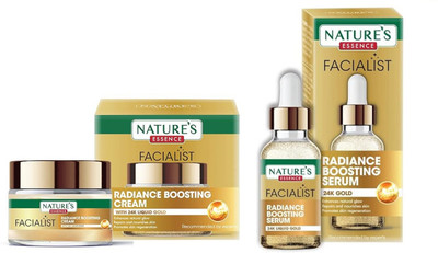 Nature's Essence Facialist Radiance Boosting Cream 45gm + Radiance Boosting Serum 30ml with 24K Liquid Gold(2 Items in the set) Nature's Essence Facialist Radiance Boosting Cream 45gm + Radiance Boosting Serum 30ml with 24K Liquid Gold(2 Items in the set)