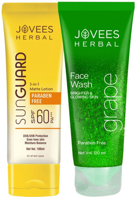 Jovees Herbal Sun Guard Lotion spf 60 and Grape facewash Reduces blemishes | pigmentation(2 Items in the set)