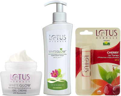 LOTUS Herbals combo ( Gel cream _60g + Body Lotion_250ml + Cherry Lip Therapy _4g )(3 Items in the set)
