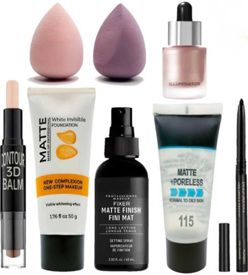 mkldsrh face primer with fixer foundation contour stick with highlighter with beauty blenders for face make up(8 Items in the set)