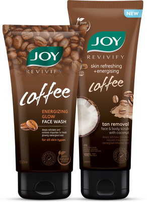 Joy Coffee Face Wash 150ml & Face Scrub 200ml For Exfoliation & Tan Removal (Combo Pack )(2 Items in the set)