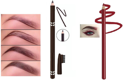 GFSU - GO FOR SOMETHING UNIQUE DARK BROWN EYEBROW PENCIL WITH RED EYE LINER(2 Items in the set)