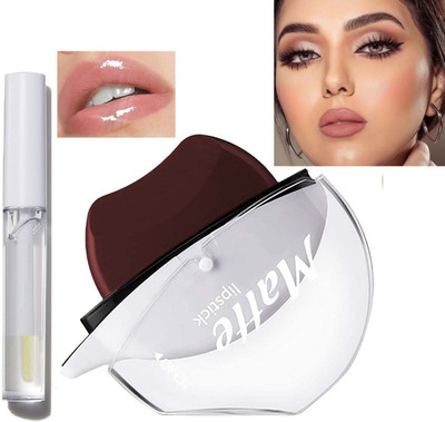 ADJD Moisturizing Plumping Clear Lip Gloss & Brown Lip Shape Apipstick(2 Items in the set)