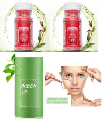Libline New Green Tea Purifying Clay Stick Mask & Vitamin-E facial Capsules(3 Items in the set)