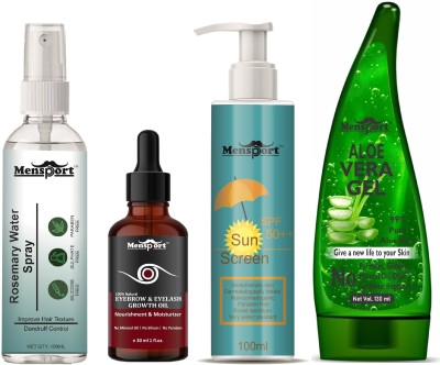 Mensport Rosemary Spray 100ml, Eyebrow Oil 30ml, Sunscreen 100ml & AloeVera Gel 130ml(4 Items in the set)