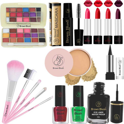 brown blush All-in-One Professional Makeup Kit Combo for Women with Eyeshadow, Lipstick,Foundation & More(16 Items in the set)