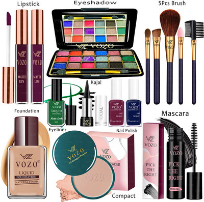 VOZO Makeup Combo Kit One-stop Beauty Package for Beginners and Professionals KT-171(15 Items in the set)