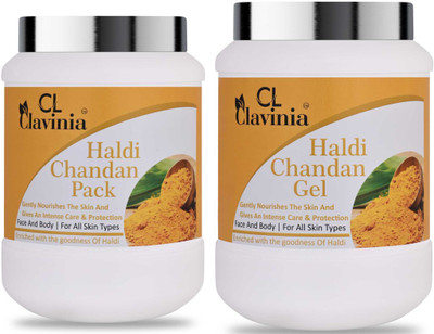 CLAVINIA Haldi And Chandan Pack 1000 ml + Haldi And Chandan Massage Gel 1000 ml ( Pack Of 2 )(2 Items in the set)