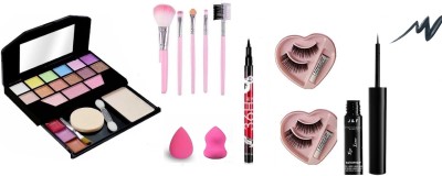 Zailie 5024 Makeup Kit , 36 Hours Eyeliner , 5 Pcs Makeup Brush , Blender puff*2(6 Items in the set)