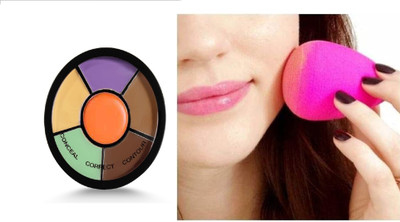 MISTY ALLE 6 in 1 highlighter contour highlighter with 1 sponge puff(2 Items in the set)