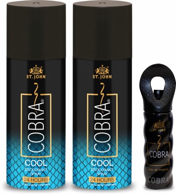 ST-JOHN Cobra Deo Cool (150ML Pack od 2) Deodorant Body Spray and Cobra Perfume 15ml(3 Items in the set)