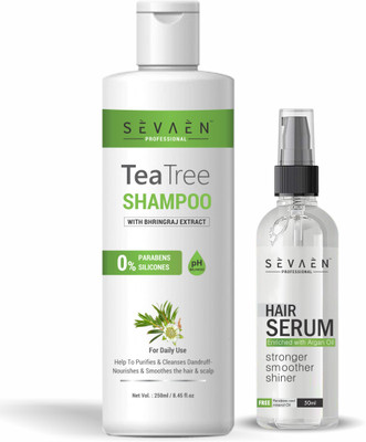 SEVAEN Tea Tree Shampoo and Professional Hair Serum for Hair smooth shine and Anti Dandruff shampoo(2 Items in the set)
