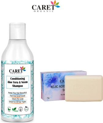 Caret Organic Conditioning Aloevera & Neem Shampoo And Kojic Acid Vitamin C Soap-Vegan(2 Items in the set)