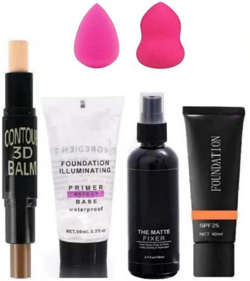 mkldsrh makeup beauty blenders with fixer primer foundation with contour stick for face make up kit combo(5 Items in the set)