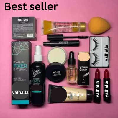 Valhalla 10 items makeup kit combo | face makeup combo foundation compact face serum(Pack of 10)