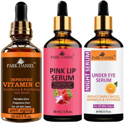 PARK DANIEL Improved Vitamin C Anti Ageing Serum & Pink Lip Serum & Under Eye Serum - (Each, 30ml)(3 Items in the set)