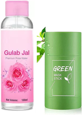 HUZURLU COMBO GREEN STICK WITH ROSE WATER ((2 Items in the set)