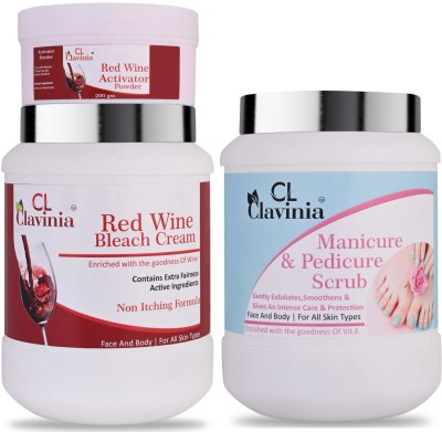 CLAVINIA Red WIne Bleach Cream 1 Kg + Manicure And Pedicure Scrub 1000 ml(3 Items in the set)