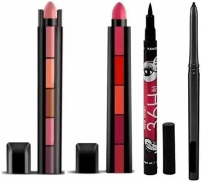 mkldsrh non transfer 5 in 1 lipstick with 36 h sketch eyeliner with waterproof kajal(3 Items in the set)
