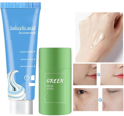 HUZURLU 24 Hours Salicylic Acid Ice Cream Mask & Green Tea Mask Stick(2 Items in the set)