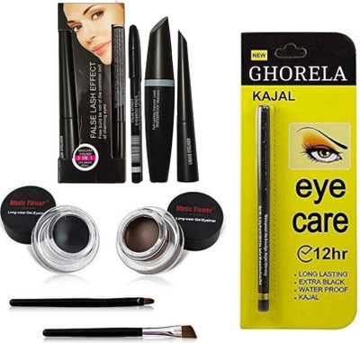 ghorela Makeup Combo – Mascara, Music Flower & PTA Kajal (Pack of 3)(3 Items in the set)