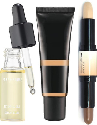 HUZURLU BEST 2 IN 1 HIGHLIGHTER AND CONTOUR STICK & FOUNDATION & SKIN SERUM(3 Items in the set)