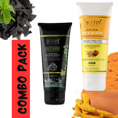 Botinherbs Activated charcoal facewash & Ubtan Scrub Combo pack(2 Items in the set)