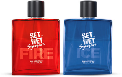 SET WET Fire & Ice Perfume for Men, Woody & Citrusy Long Lasting Perfume, Pack of 2 Eau de Parfum - 200 ml(For Men)