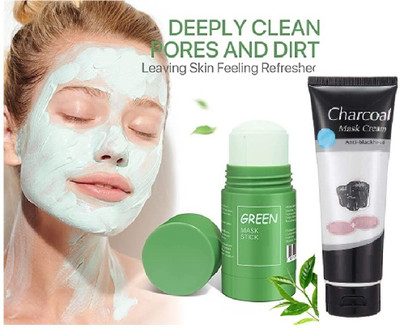 Yuency Charcoal anti black head peel of mask & geen tea purifying clay stick mask oil control(2 Items in the set)