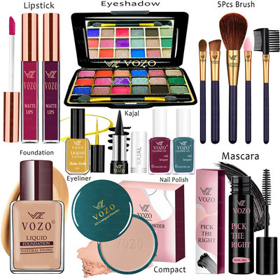 VOZO Makeup Combo Kit One-stop Beauty Package for Beginners and Professionals 220(15 Items in the set)