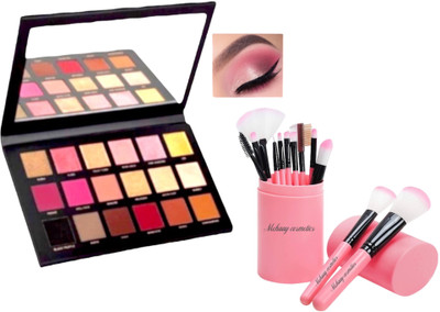 Mehaay cosmetics 18 color Eyeshadow with Professional Brushes 12Pcs storage box(3 Items in the set)