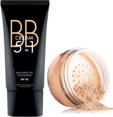 DARVING Smooth Oil Control Waterproof loose powder ONE TOUCH INSTANT MAKE UP BB CREAM Foundation(2 Items in the set)
