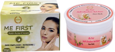 ME FIRST Anti Acne Cream For Acne , Pimples & Blackheads ( 50gm ) + Haldi Chandan Kesar Face Pack ( 50gm )(2 Items in the set)