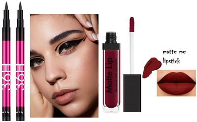 Libline Long Lasting, Light Weight, Smudgeproof Sketch Pen Eyeliner with Matte Velvet Longstay Liquid Lipstick(3 Items in the set)