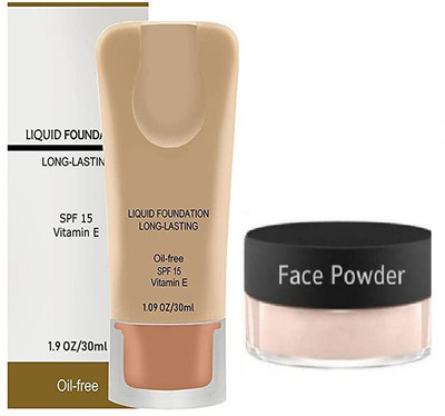 Latixmat FOUNDATION AND COMPACT LOOSE POWDER VITAMIN E ENRICHED MATTE FINISH(2 Items in the set)