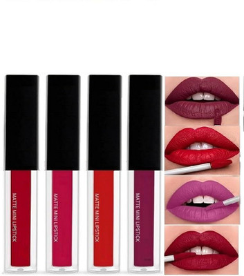 huemic Waterproof Liquid Matte Lipstick Set of 4 pc Red @(4 Items in the set)