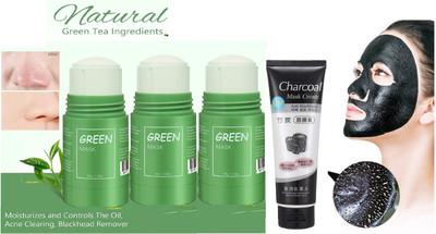 THTC Pro Green Tea Cleansing Whiteheads & Oil Control Mask Stick With Activate Charcoal Tube Set(4 Items in the set)