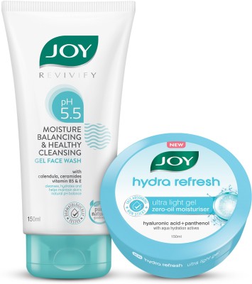 Joy Summer Daily Moisturize Combo For Sensitive Skin | Ph 5.5 Face Wash & Hydra Gel )(2 Items in the set)