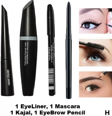 huemic Insta EyeLiner + Hypercurl Mascara + Colossal Kajal + Eyebrow Pencil DW(4 Items in the set)