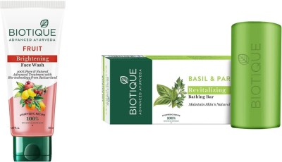 BIOTIQUE Fruit Face Wash 50 ML & Basil & Parsley Soap 150g(2 Items in the set)