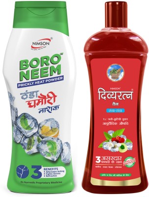 Nimson Boro Neem Talcum (300 Gm) along with Divyaratna Cool Oil (90 Ml) to freshen you up(2 Items in the set)