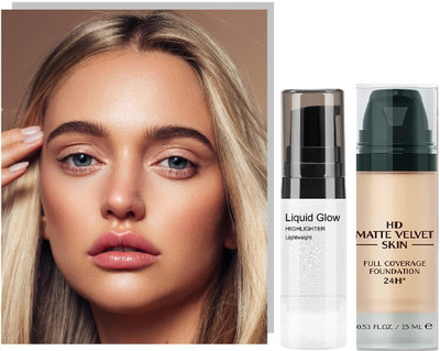 Latixmat Matte Liquid Foundation - Oil-Free with liquid highlighter(2 Items in the set)