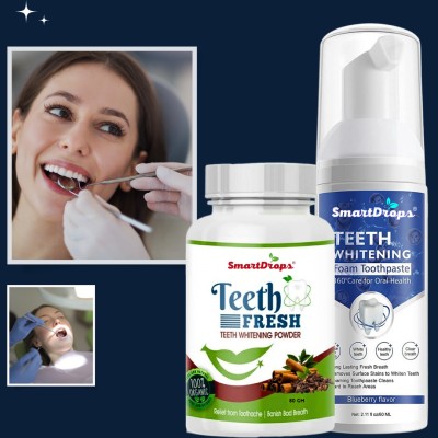 smartdrops Deeply Clean Gums and Cavity Protection Teeth Whitening Foam(2 Items in the set)