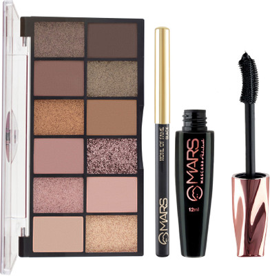 MARS 12 Shade Smoky Eyes Eyeshadow PaletteWith Smudge Proof Mascara and Smudge Proof Kajal(3 Items in the set)